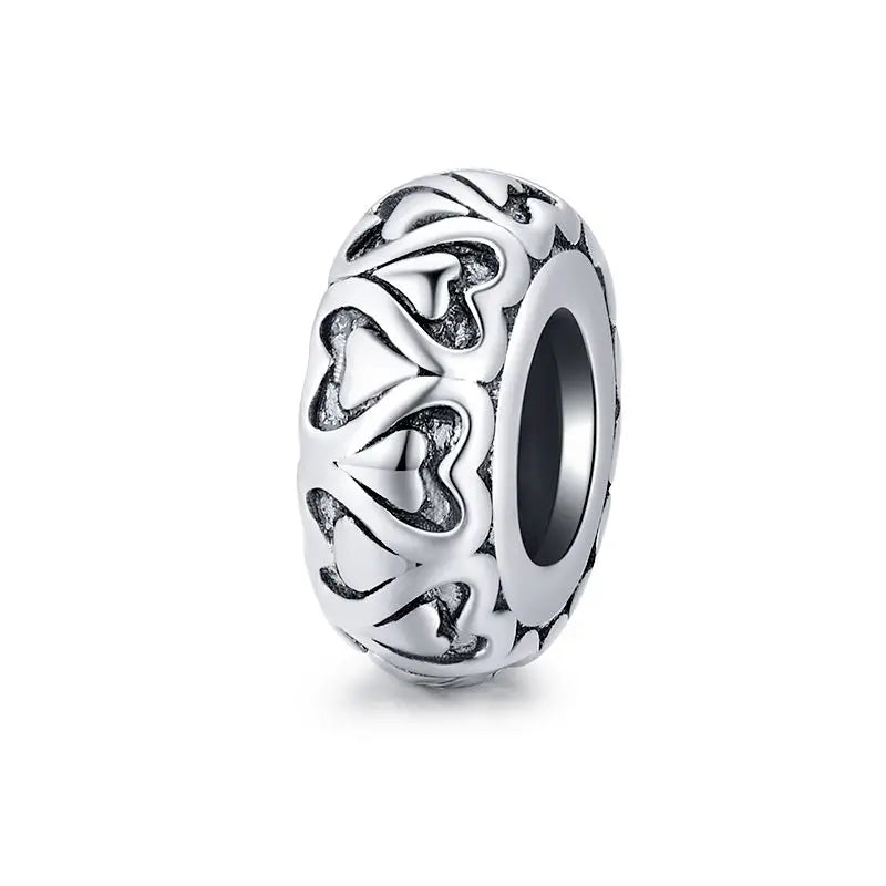 Bamoer 925 Sterling Silver Paw Print Silicone Beads Retro Pet Heart Charm for Women Teen DIY Lovely Bracelet Jewelry Accessories