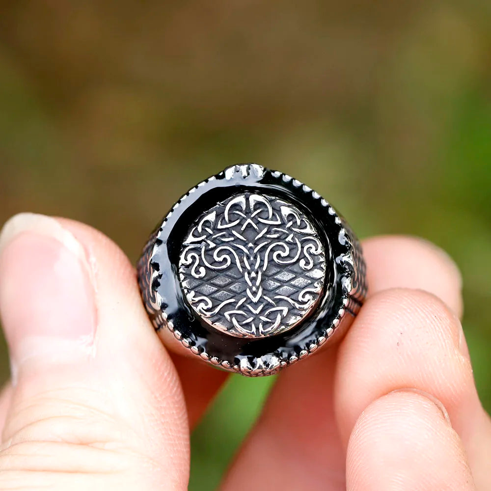 Nordic viking Yggdrasil Viking Tree of Life Ring Men Retro Hip Hop Biker Celtic Knot Ring Stainless Steel Amulet Jewelry Gift