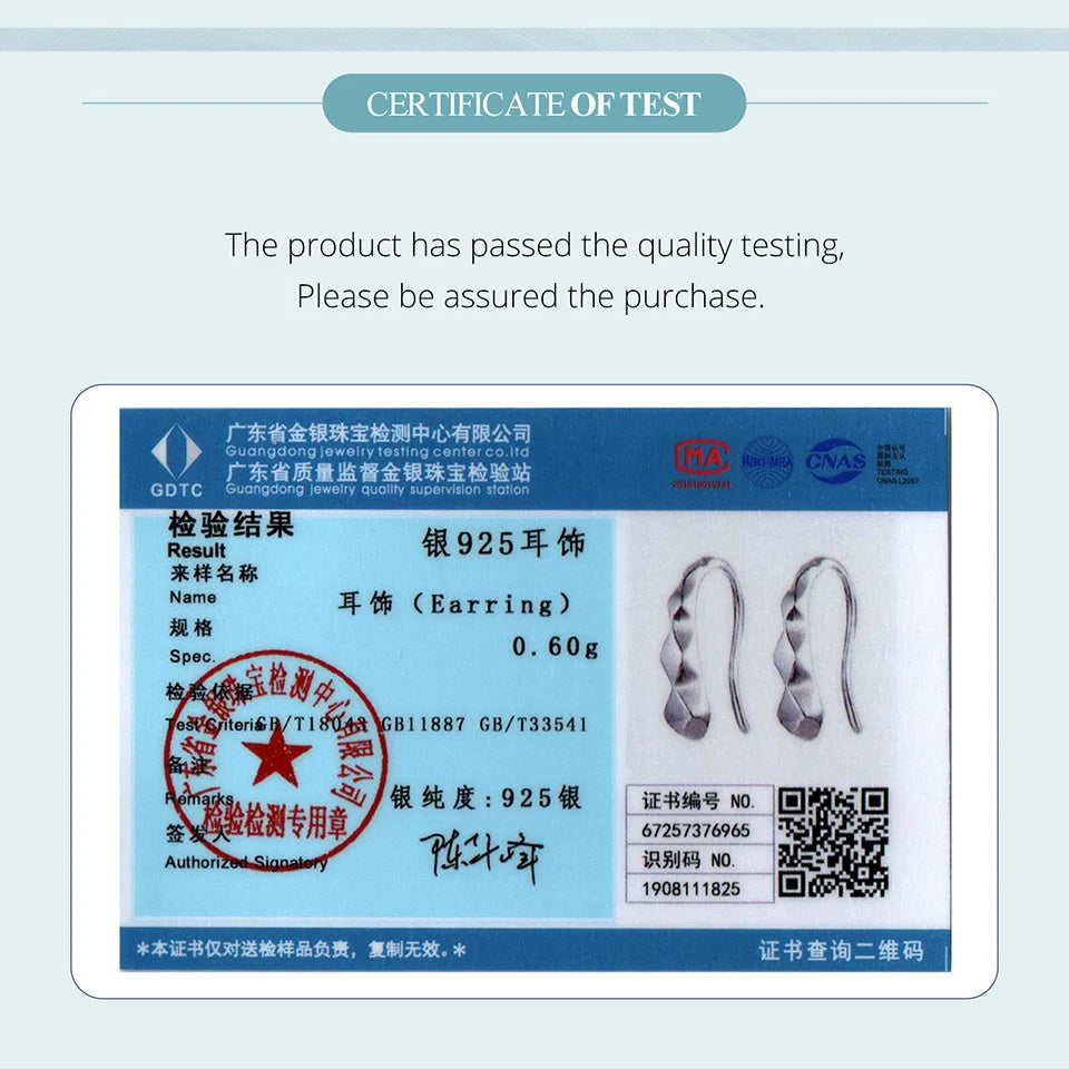 BAMOER 925 Sterling Silver Geometric Hook Earring Bold Diamond-shaped Original For Women Teens Birthday Gift Daily Jewelry