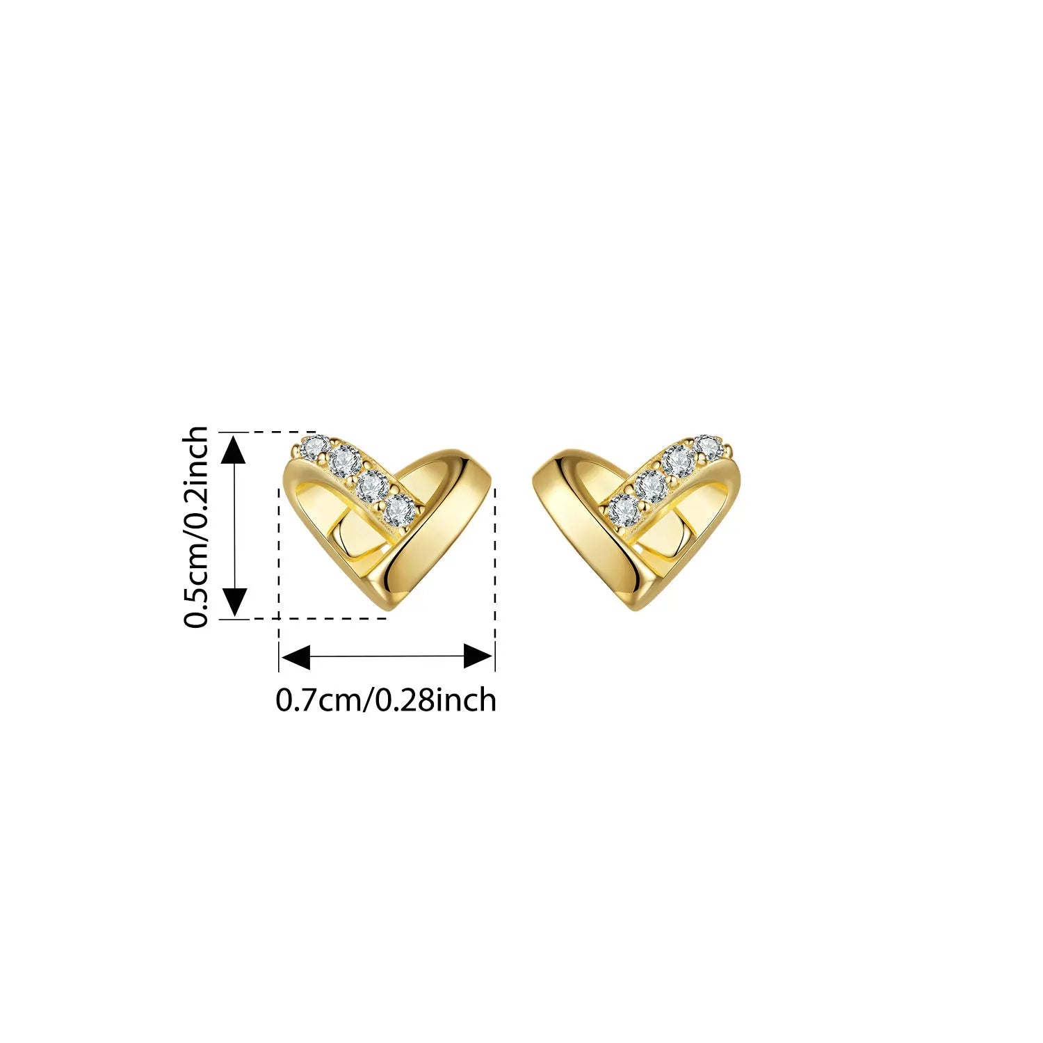 BISAER Heart Gold 18K Stud Earring,925 Sterling Silver Hypoallergenic Dainty Lightweight Studs Ear For Woman Party Fine Jewelry