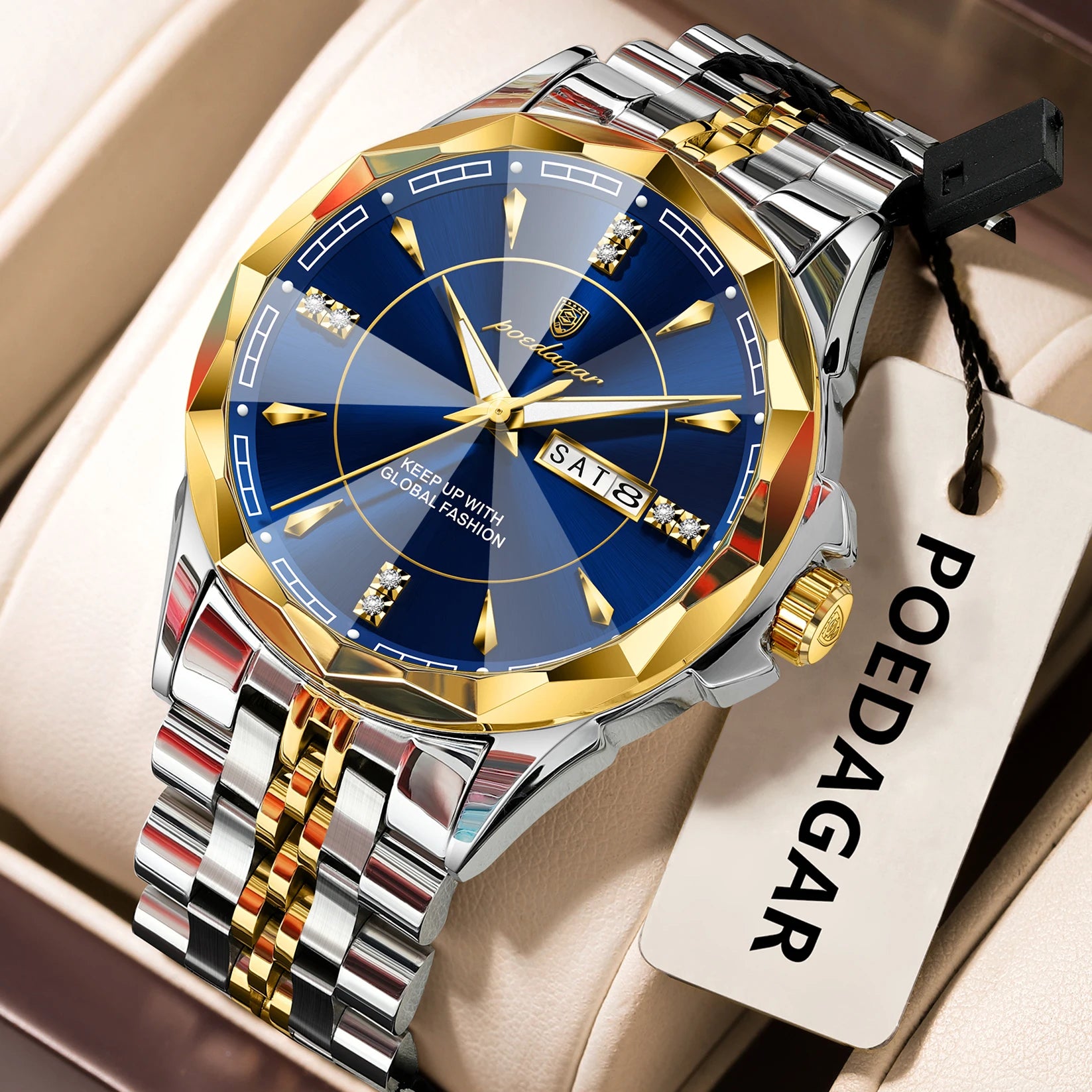 POEDAGAR Luxury Fashion Man Clock Top Business Waterproof Luminous Date Week Men's Watches Quartz Stainless Steel Men Wristwatch - Madeinsea©