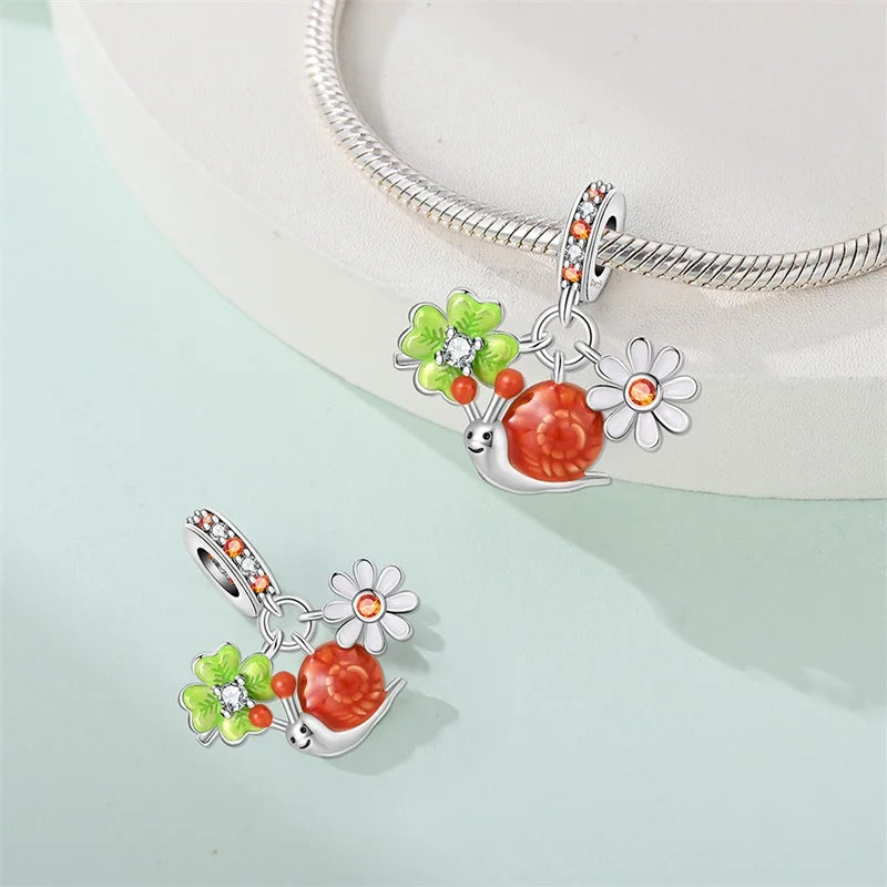 Spring 925 Sterling Silver Butterfly Snail Swallow Charms Beads Fit 3mm 925 Original Bracelets DIY Jewelry Birthday Gift