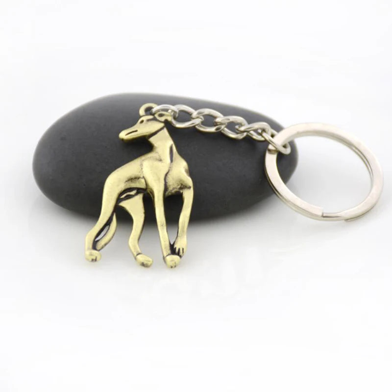 New Italian Greyhound Grey Hound Keychain Men Vintage Cute Whippet Dog Key Chains Keyring Bag Charm Women Child Jewelry Gift