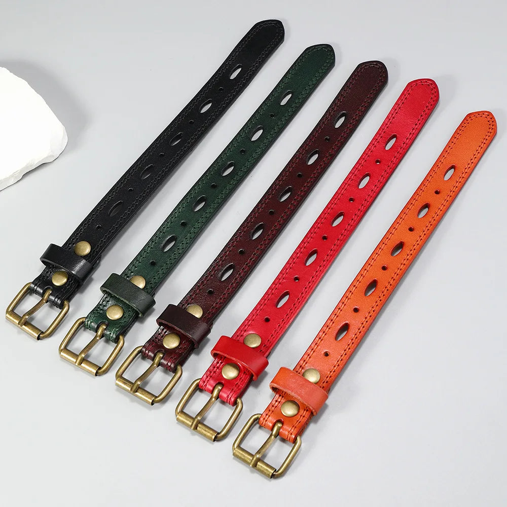 MKENDN Norse Viking Wide Cowhide Leather Punk Wristband Adjustable Cuff Bangles for Men Women Friendship Bracelets Gifts