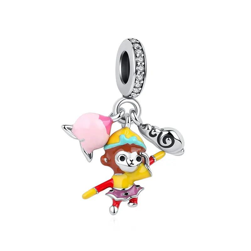 925 Sterling Silver Charms Beads Original Japanese Doll Fortune Cat Charm Fit Brand Bracelets Bangles DIY Jewelry For Women