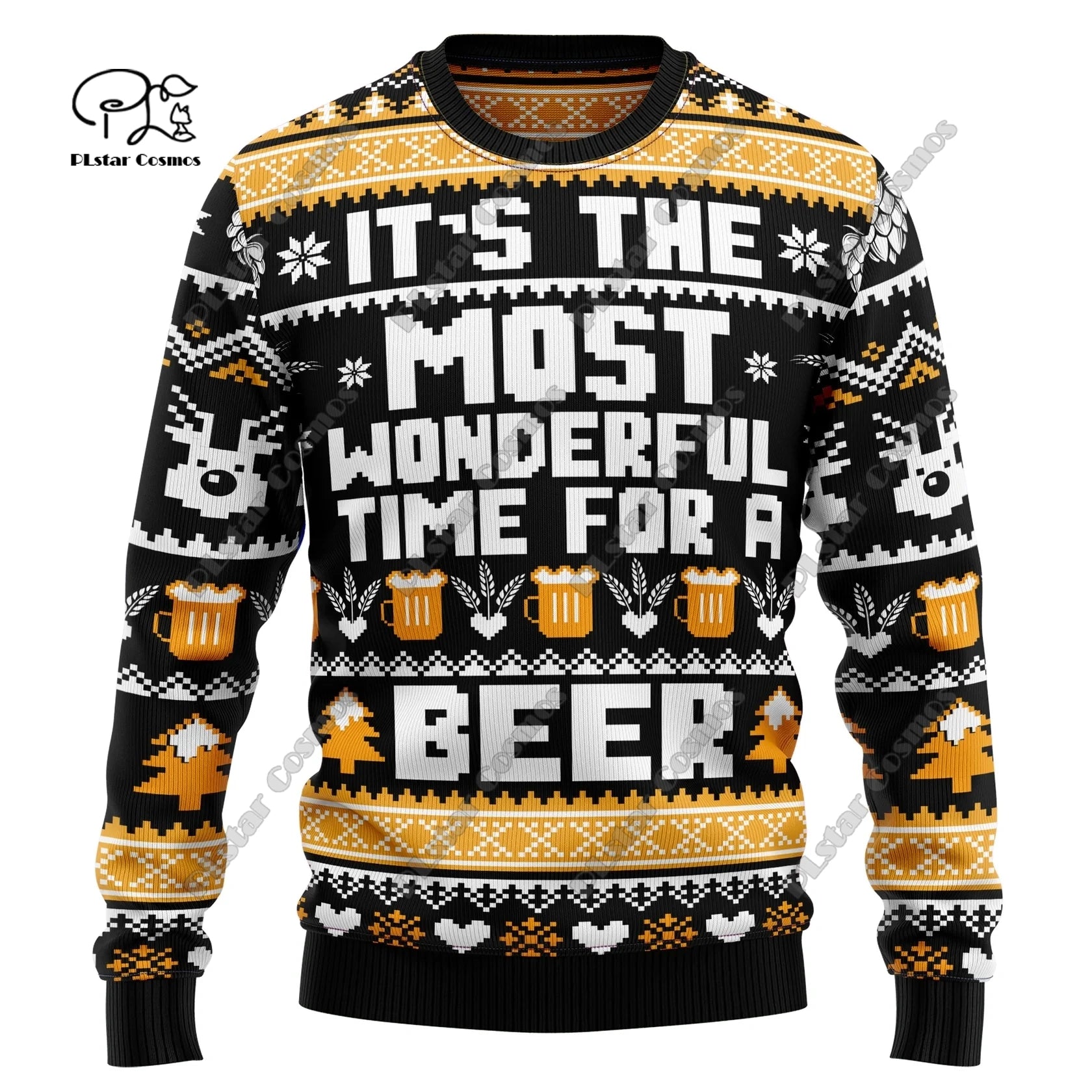 Neue 3D-gedruckte Weihnachtsmotive: Weihnachtsbaum, Weihnachtsmann-Muster, Kunstdruck, lässiger Street-Sweater, Winterpullover, Größen S-8