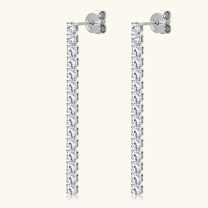 OXTAO 2.5mm Moissanite Dangle Earring Female Jewelry Real 925 Silver Long Chandelier Earrings Wedding Fine Gewelry Gift