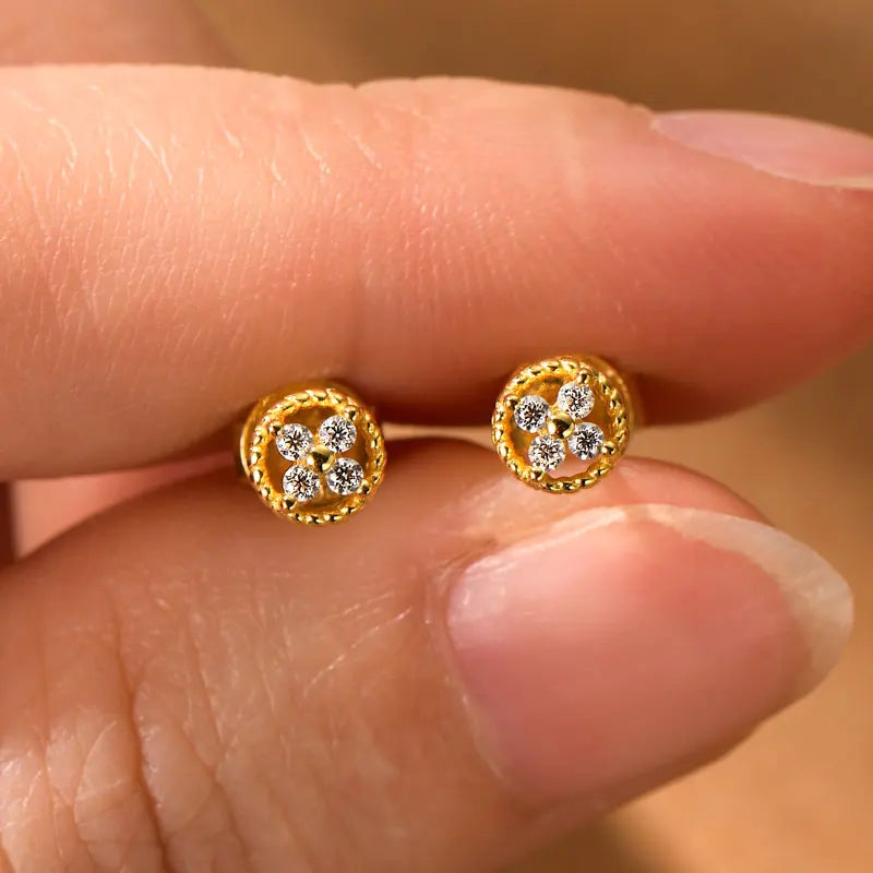 OXTAO Twist Earrings D Color Moissanite Round Earrings for Women S925 Silver Ear Studs Passed Diamond Test Party Fine Jewelry