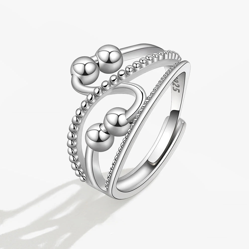 Anti Stress Anxiety Silver Ball Rings 925 Women Men Spinner Fidget Rings Vintage Gold Couple Anillos Jewelry Free Shipping Gift