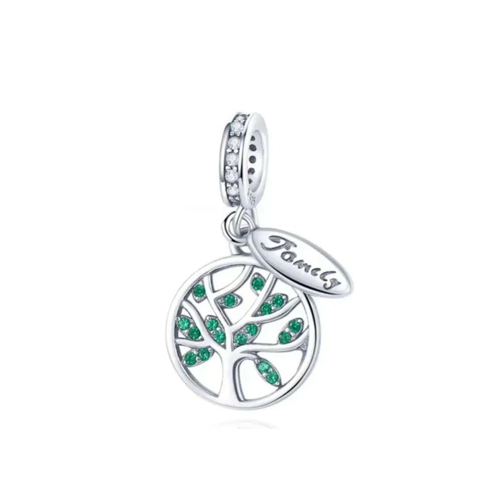 Hot New Summer green series Silver Clover Bead Maple Bird Charm Fit Original Women Bracelet DIY Fine Dangle Jewelry Amulet Gift