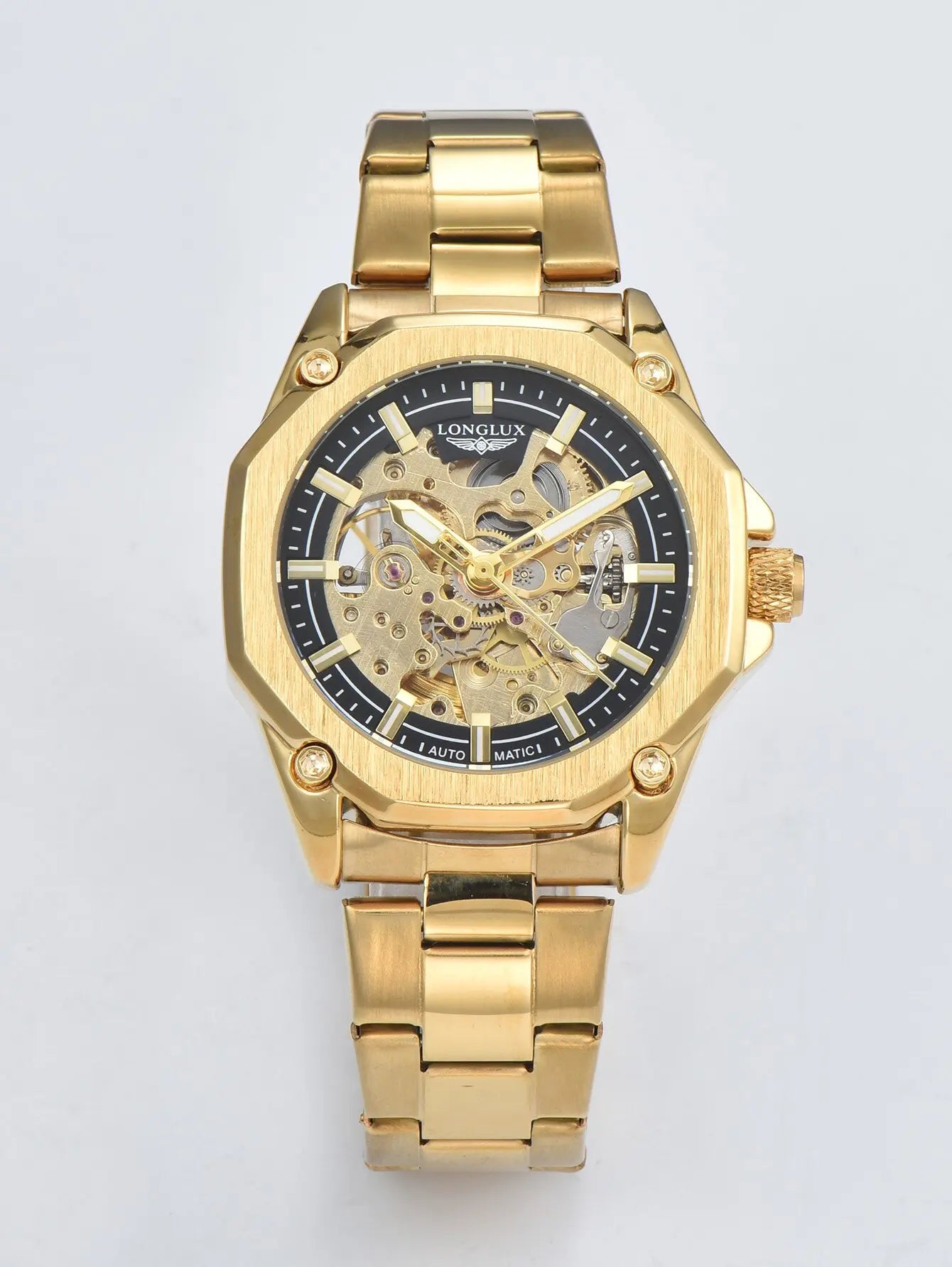 LONGLUX Men automatic mechanical watch luxury watches waterproof skeleton sport style fashion wholesale stainless steel gift