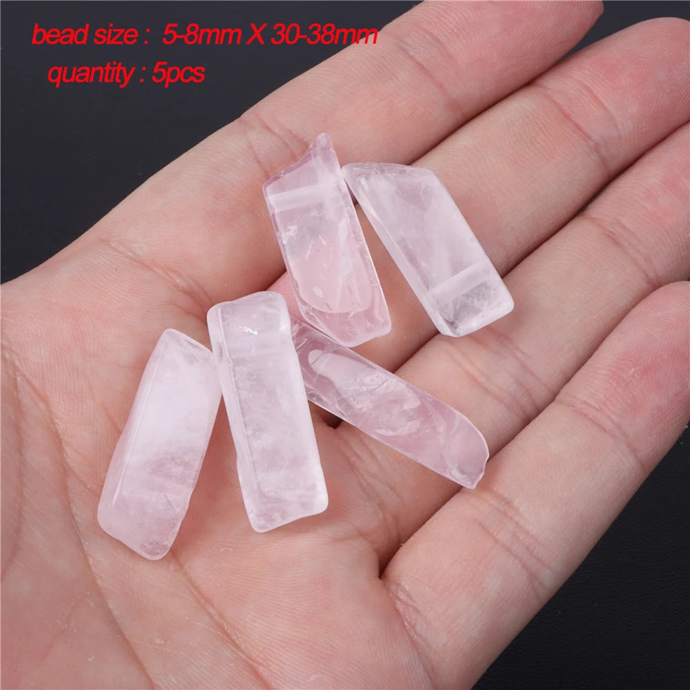 45 Style Natural Rose Quartz Bead Round Tube Crystal Loose Beads For Jewelry Making Handmade Diy Bracelet Necklace Accessories