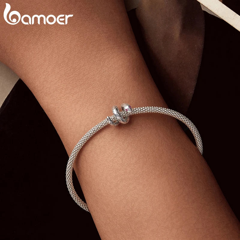 BAMOER 2025 Neuer Anhänger aus massivem 925er Sterlingsilber mit niedlichem Schlangenmotiv, passend für Originalarmbänder und DIY-Schmuckzubehör von Bamoer Beads