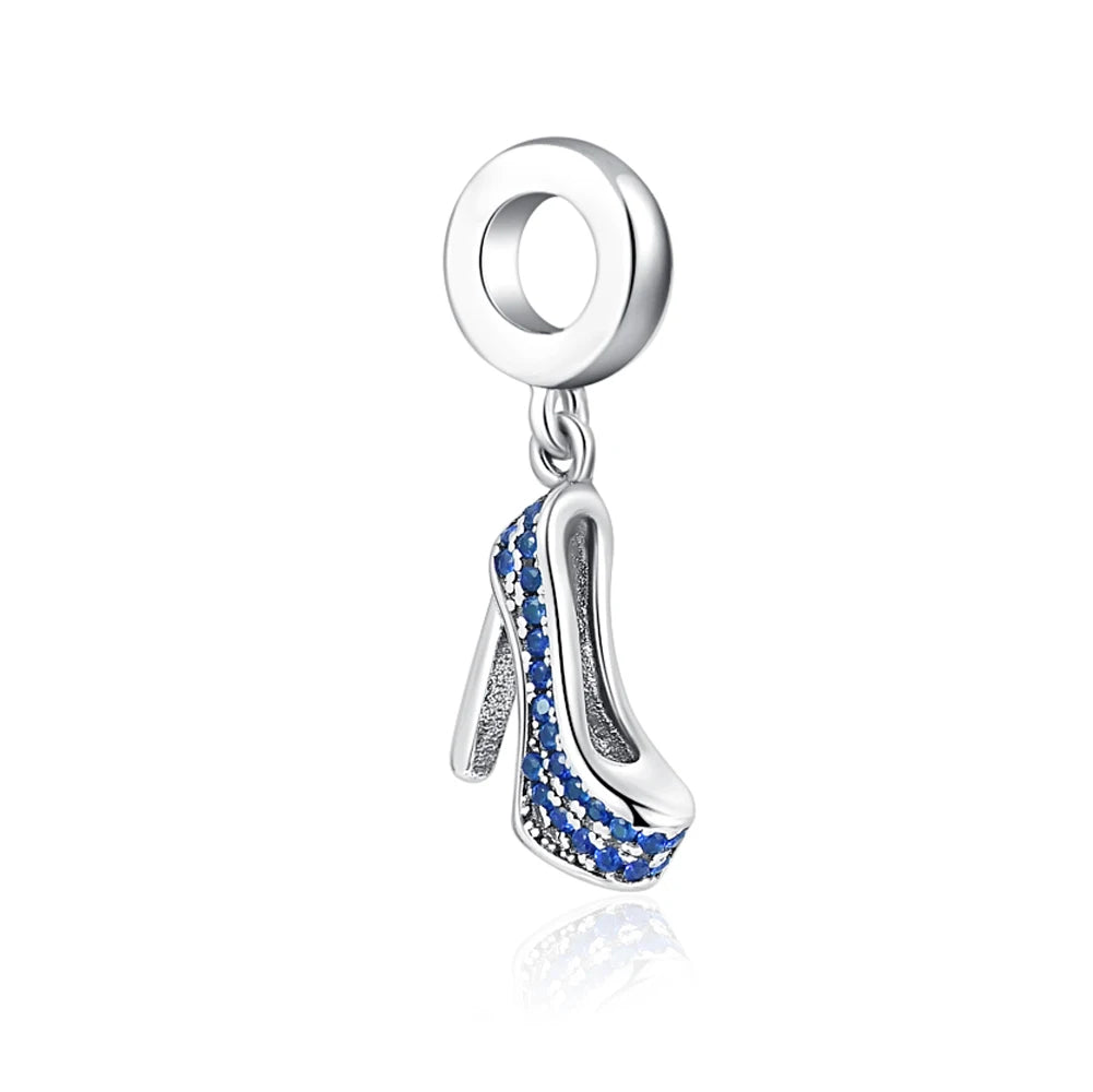 New Original 925 Silver Plated Accessories Fashion Charm Perfume High Heels Bead Fit Pendant Bracelet For Women DIY Jewelry Gift