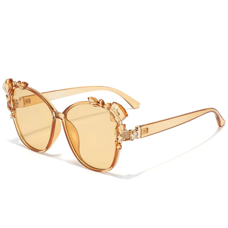 New Fashion Candy Color Cat Eye Sunglasses Women Men Gradients Lens Y2K Punk Popular Style Diamond Decoration Frame Luxury UV400