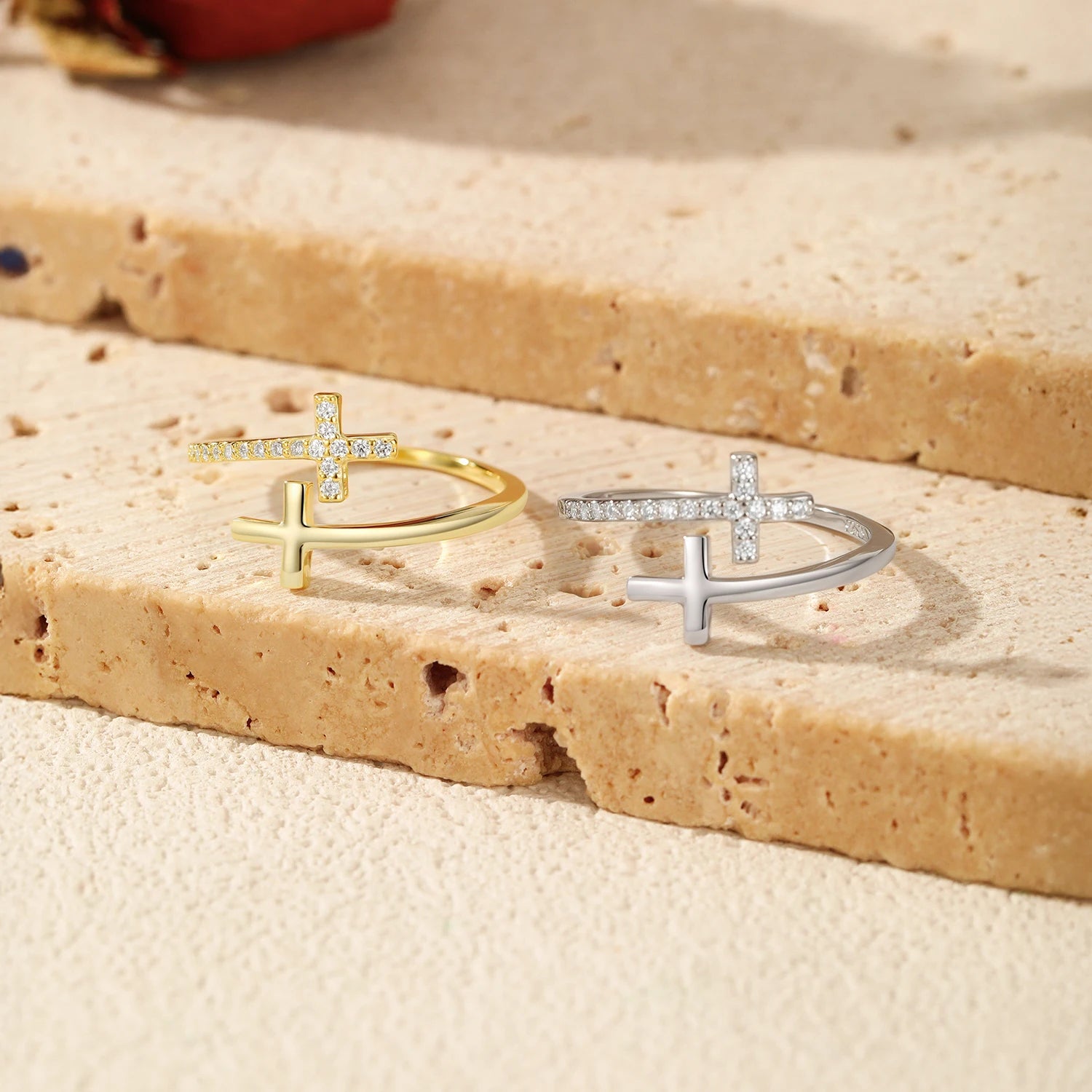 MODIAN Adjustable Rings 925 Sterling Silver Fashion Cross Sparkling Clear CZ Finger Rings For Women Party Fine Jewelry