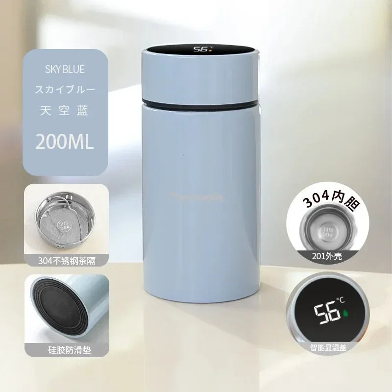 Temperature Display Thermos Cup Thermos Stainless Steel 200ml Gift Mini Pocket Cup Drinkware Kitchen Dining Bar Home Smeg Bottle