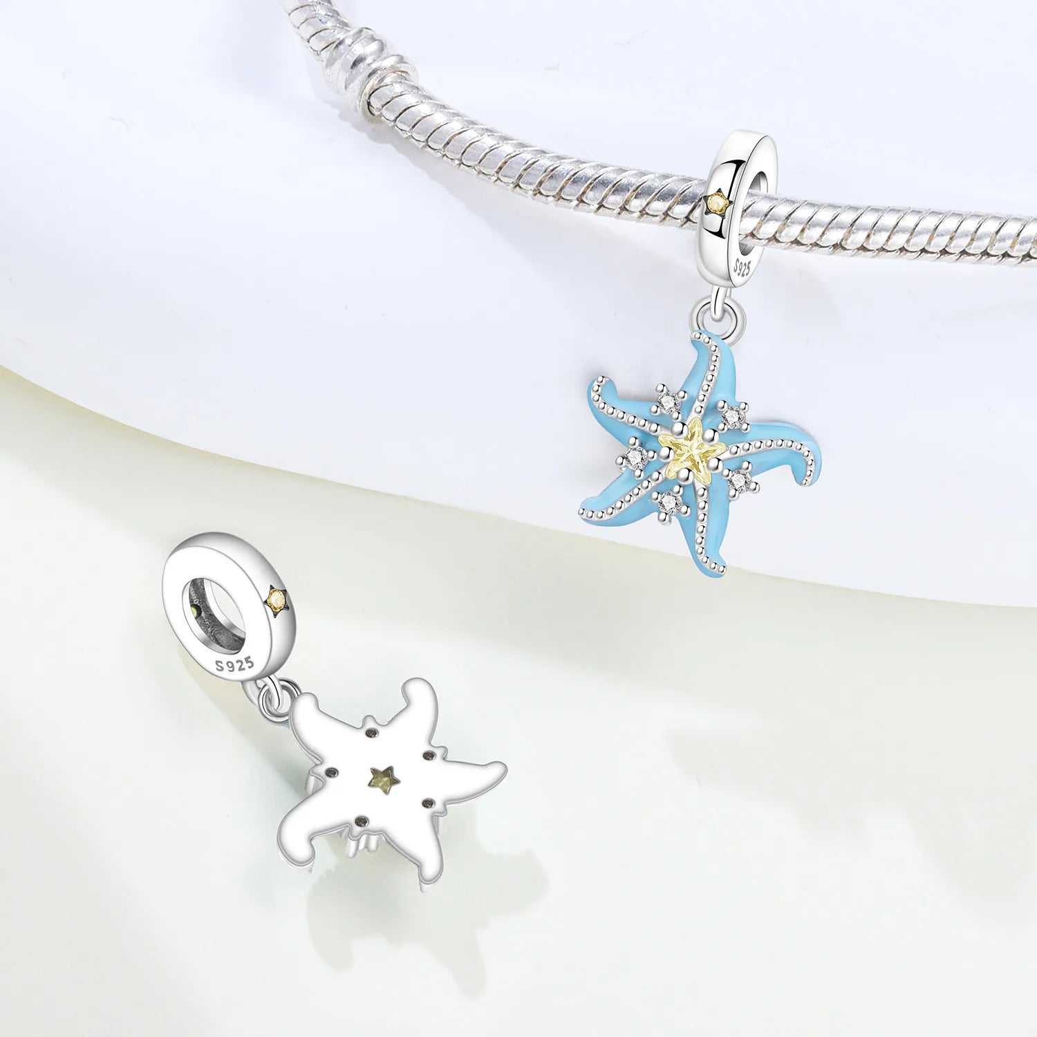 PANPOKI 925 Sterling Silver Sea Star Ocean Pendant Beads Original Pendants Bracelet Charm Jewelry Party DIY Trendy Gifts