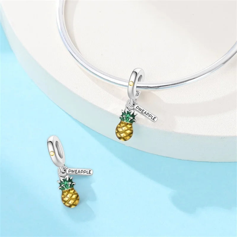 Original Charms Beads 925 Sterling Silver Cherry Strawberry Avocado Watermelon Fruits Charms Pendants For Woman Jewelry Making
