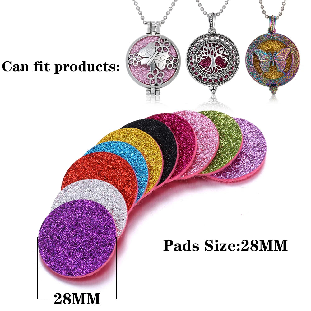 100PCS Wholesale Aromatherapy Pads for Necklace Bracelet 25mm 30mm Mixed Colorful Spacers Round Diffuser Thick Felt Refill Pads