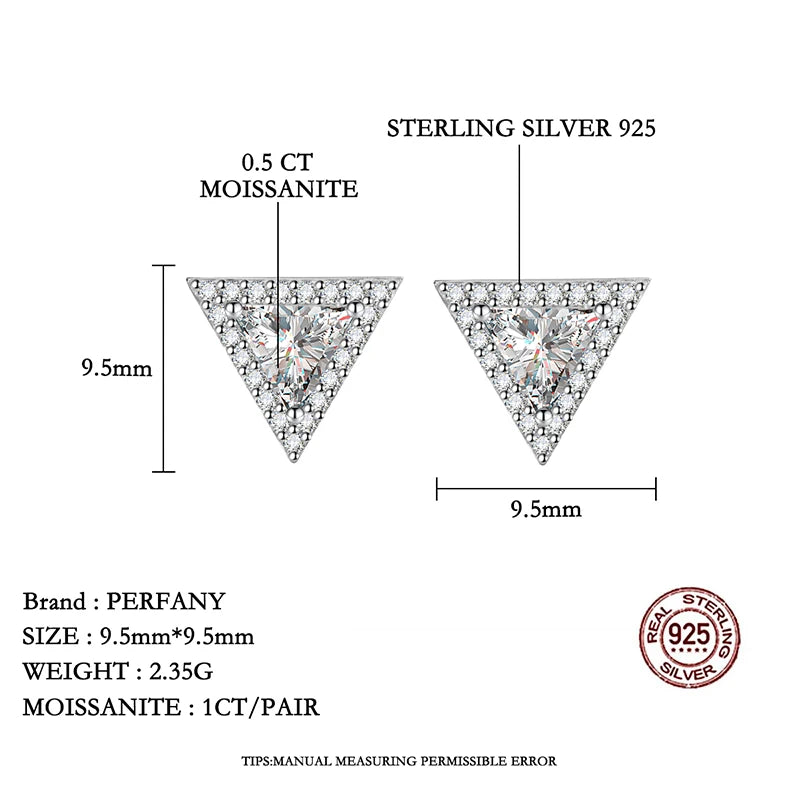 PERFANY 0.5CT Triangular Cut Moissanite Stud Earrings for Women S925 Pure Silver Laboratory Cultivate Diamond Wedding Jewelry - Madeinsea©