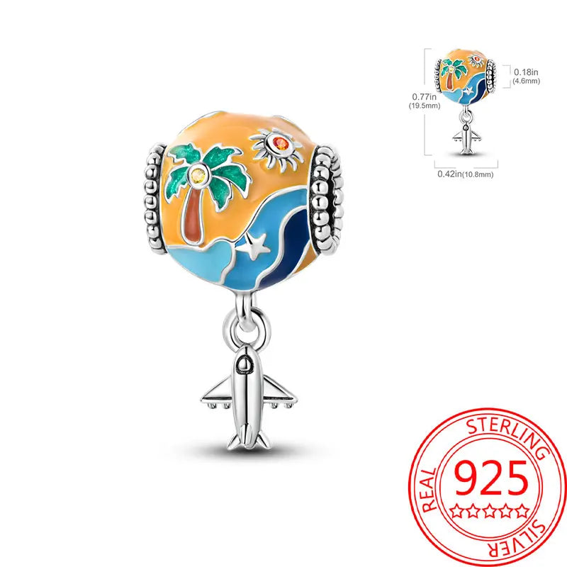 925 Sterling Silver Paris Tower Aircraft Travel Charm Pendant Beads Fit Charm Original Bracelet for Women Jewelry Making