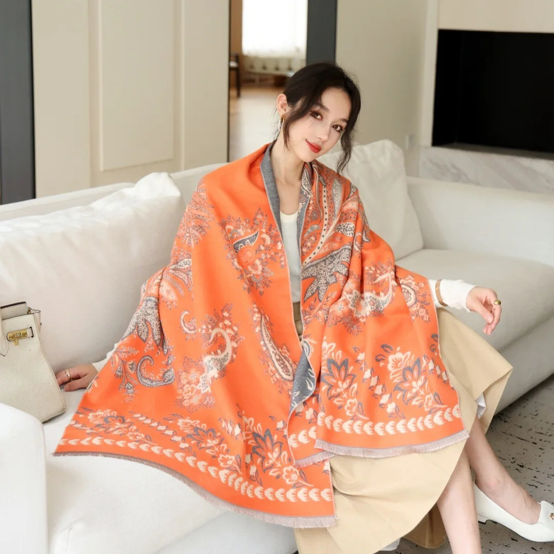 Print Cashmere Scarf Women Thick Warm Winter Blanket Brand Female Luxury Quality Shawl Wrap Bufanda 2025 Poncho Echarpe Pashmina