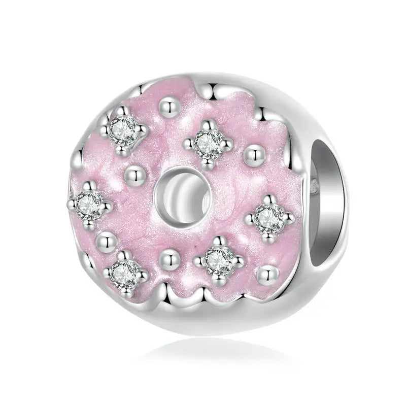 WOSTU Dessert Series 925 Sterling Silver Donut Pendant Croissant Charm Pudding Sweet Candy Bead For Bracelet Girl Jewelry Making