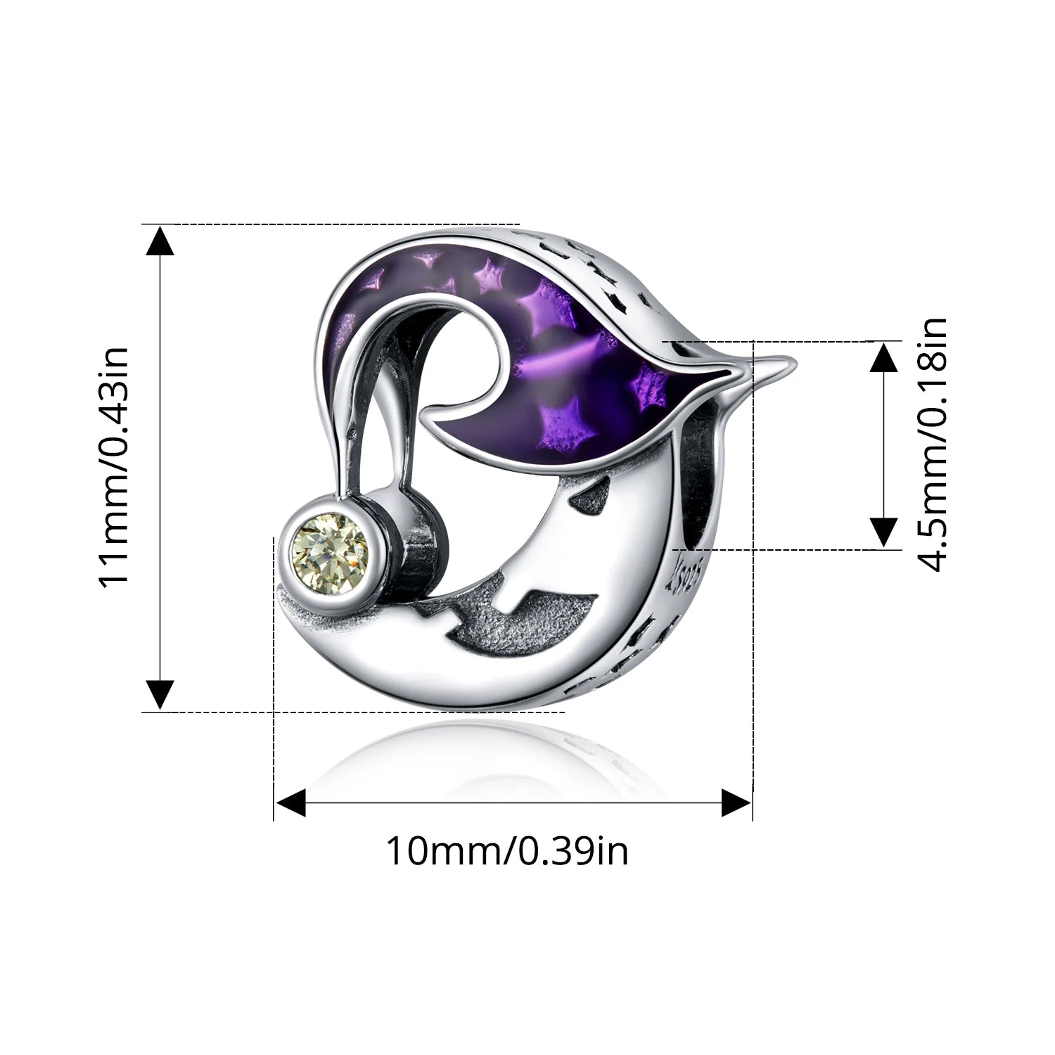 WOSTU 925 Sterling Silver Magic Castle Pendant Dark Purple Beads Fit Original Bracelet for Women DIY Punk Gift Fairy Tale Girls