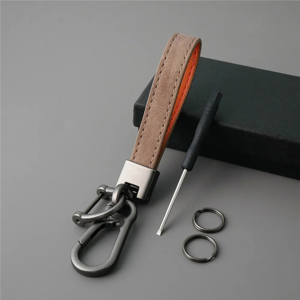 MKENDN Fashion Solid Color Flip Fur Keychain Lanyard Business Gift Key Chain Men Women Car Key Strap Waist Wallet Keyrings