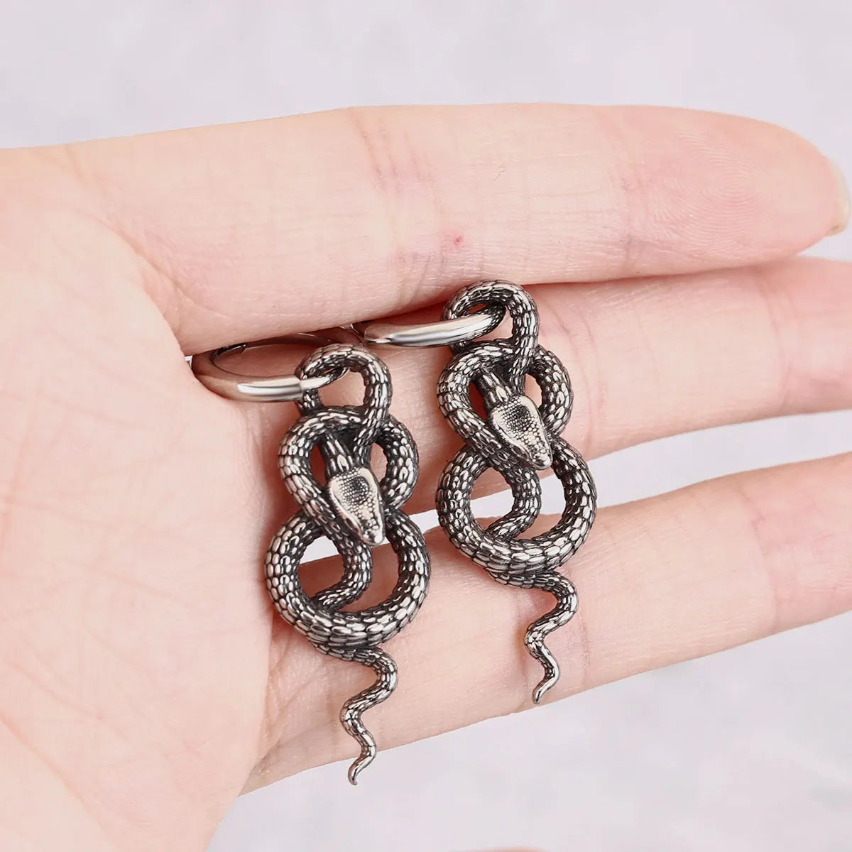Stainless Steel Retro Street Tail Winding Snake Fashion Earrings Europe and The United States Men's Personality Ms. Earrings