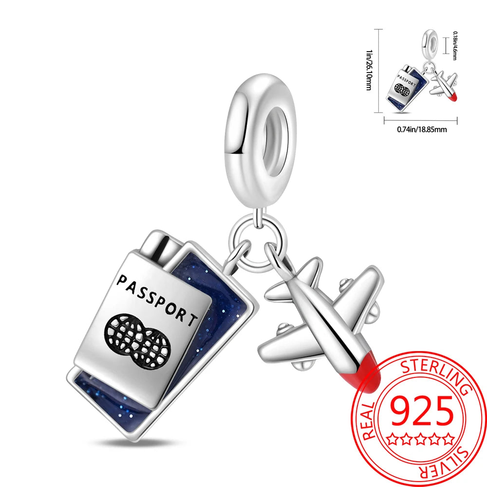 925 Sterling Silver Paris Tower Aircraft Travel Charm Pendant Beads Fit Charm Original Bracelet for Women Jewelry Making