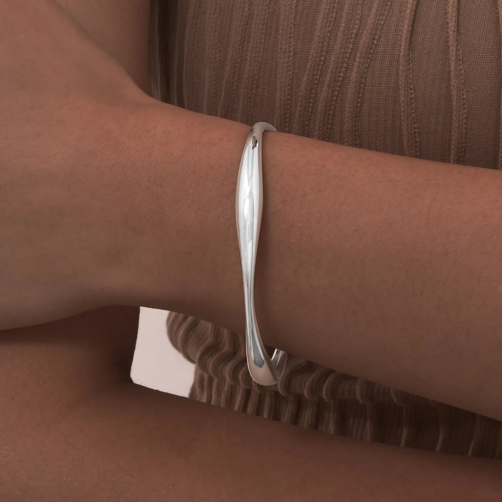 Vnox Stainless Steel Wrist Opening Bracelet Bangles For Women,Simple Irregular Smooth Girls Hand Jewelry,Fashion Bangles Daily