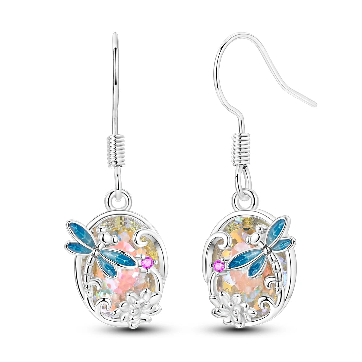 Spring Series Earrings For Women 925 Silver Butterfly Elf Dragonfly Flower Rose Ear Studs Earrings Fine Valentine's Day Jewelry