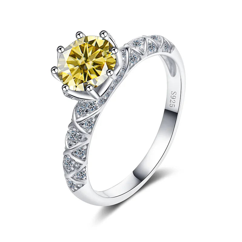 BagueRingen Round Cut 1ct VVS D Color Moissanite Ring For Women S925 Sterling Silver Plated Pt950 Gold Wedding Luxury Jewelry