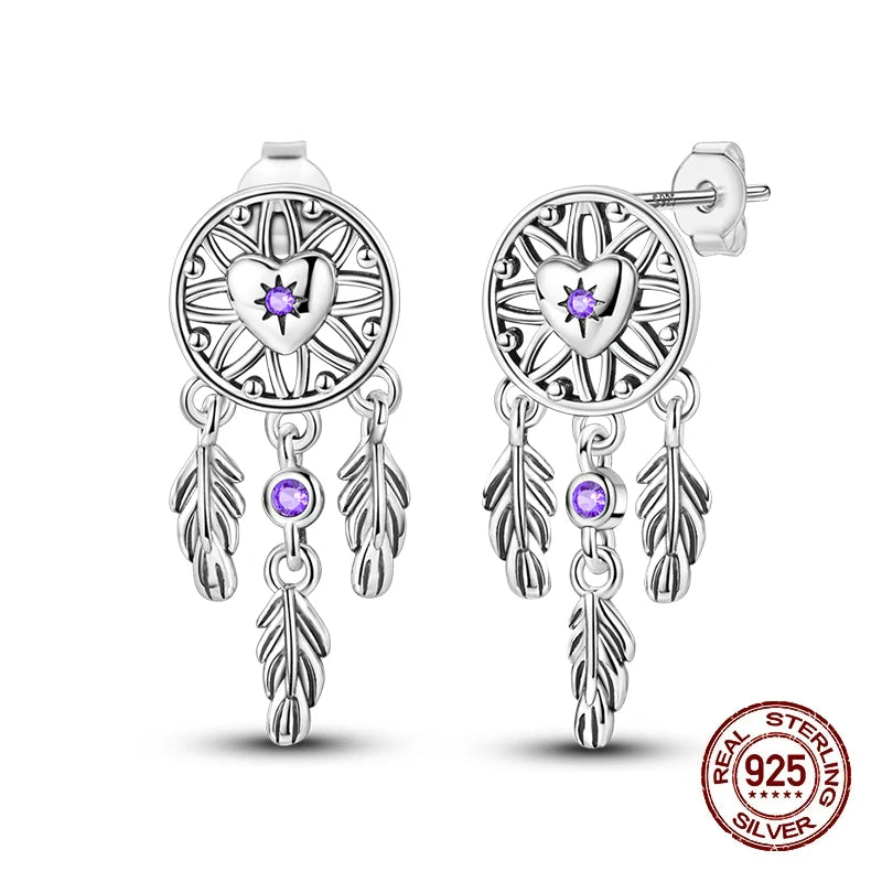 Classic Zircon Stud Earrings For Women Pearl Drop Earring 100% 925 Sterling Silver Butterfly Heart-Shaped Earings Fine Jewelry