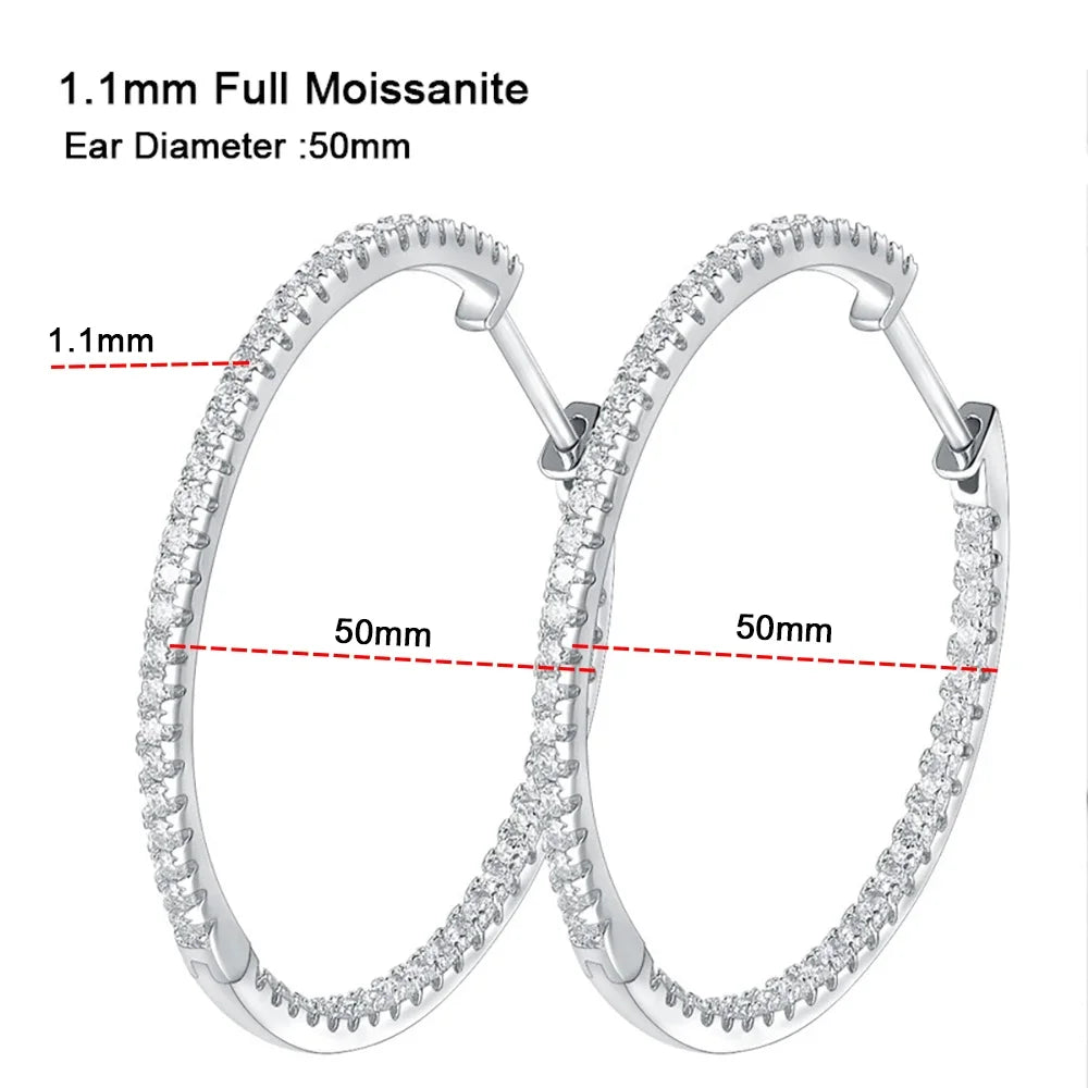 Serenity 31cttw 5mm D Color Moissanite Hoop Earrings For Women Wedding Bridal S925 Silver Earrings Anniversary Gift Fine Jewelry