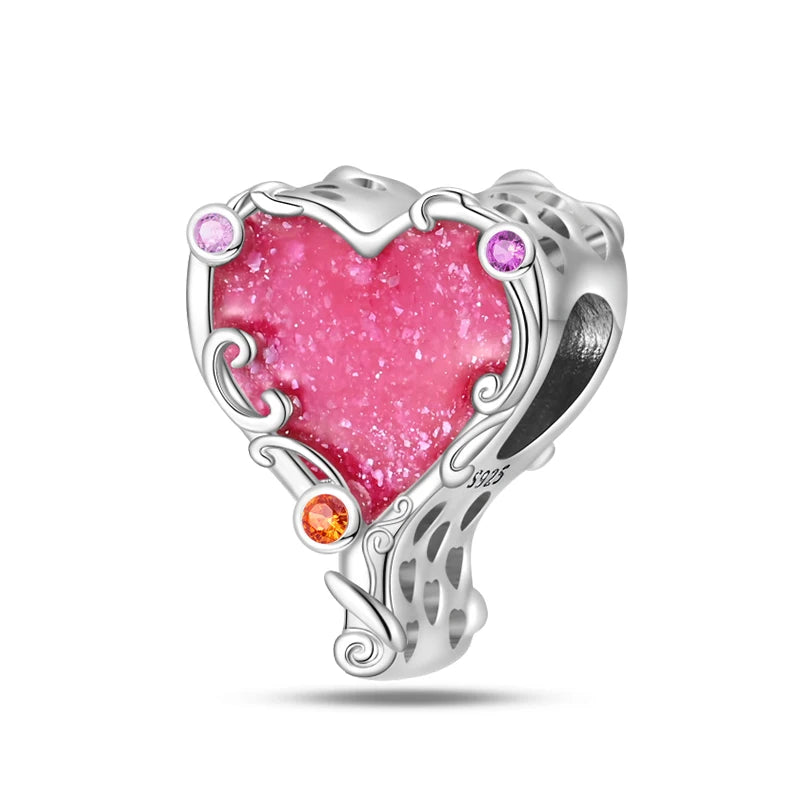 925 Silver Plated Magic Mirror Perfume Princess Angel Trunk Pink Charms Beads Fit Pandach 925 Original Bracelet Fine DIY Jewelry