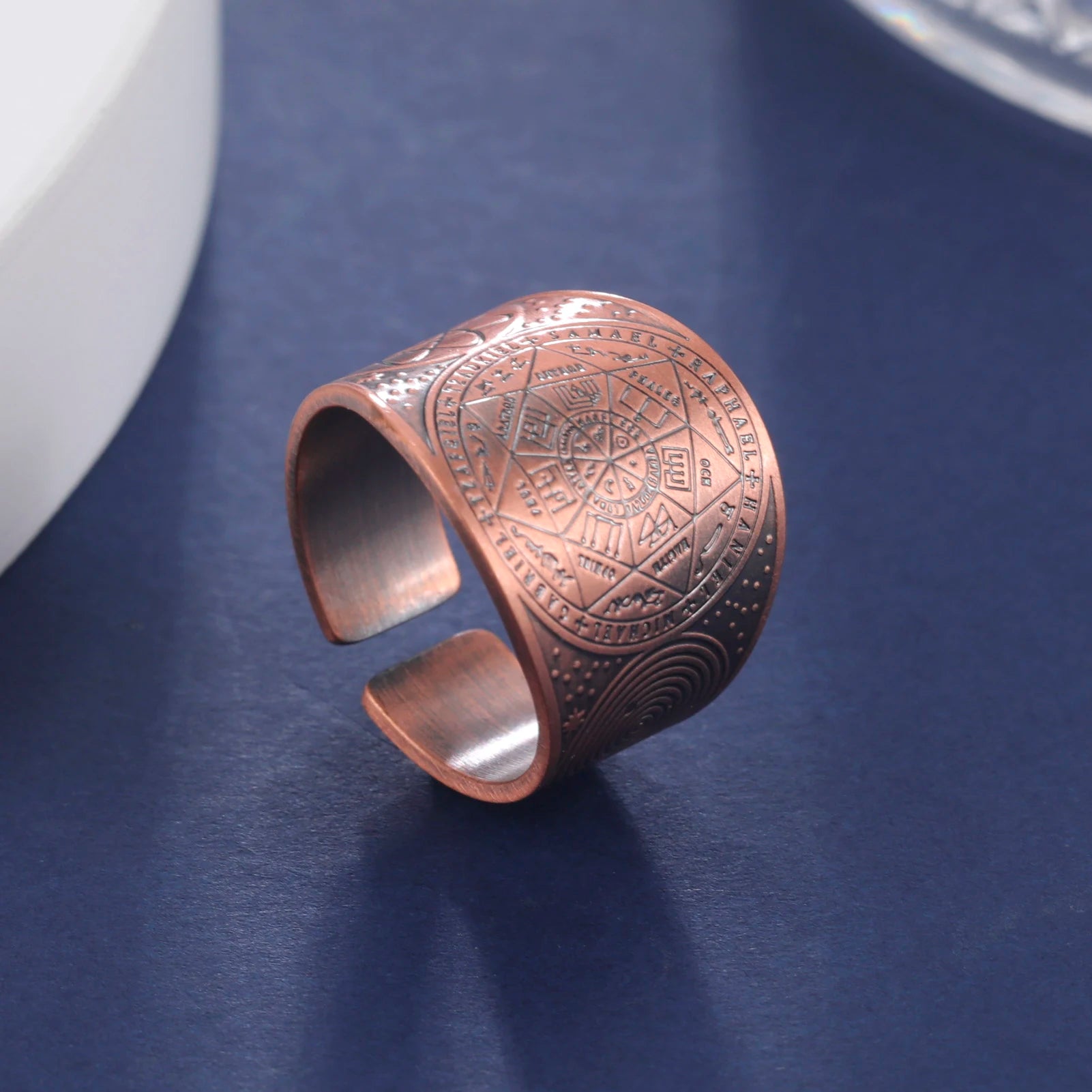 Bague Dreamtimes, Sceau des 7 Archanges, Bague Punk Hexagramme pour Homme, Bijou Amulette Symbole Cube de Métatron