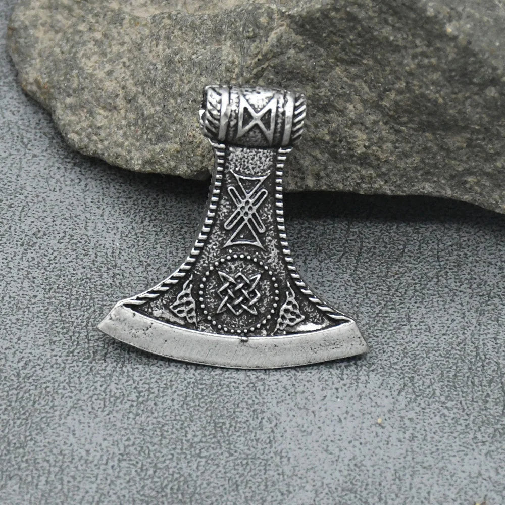 Viking Hammer Axe Pendant Necklaces For Men Vintage Slavic Kolovrat Perun Ax Jewelry Wholesale Gift For Boyfriend