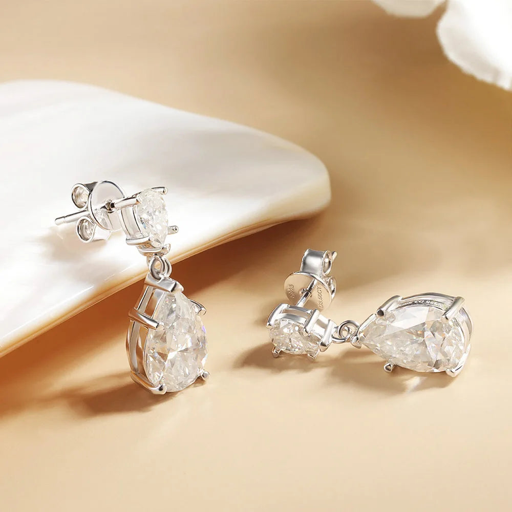 Serenity 7ct Pear Cut D Color Moissanite Drop Earrings For Women Anniversary Gift S925 Sterling Silver Drop Water Stud Earrings