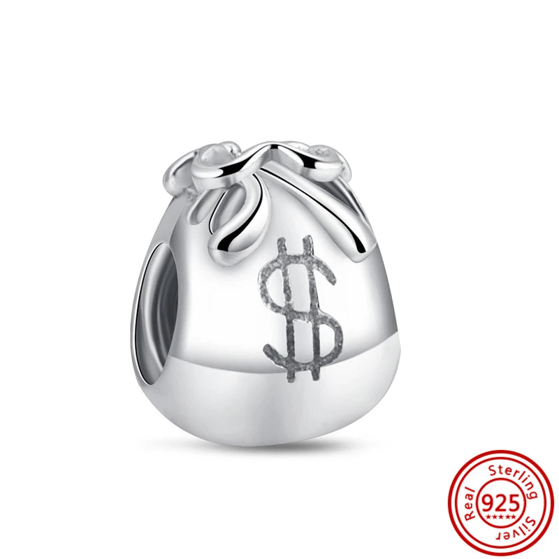 Authentic 100% 925 Sterling Silver Fit Original Pantaro Charms Bracelet Heart Round Style Simple Beads Women DIY Jewelry Making