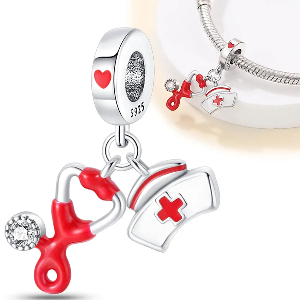 925 Sterling Silver Career Series- Doctor Teacher Art Music Charm Bead Fit Original Bracelet for Women Jewelry Making