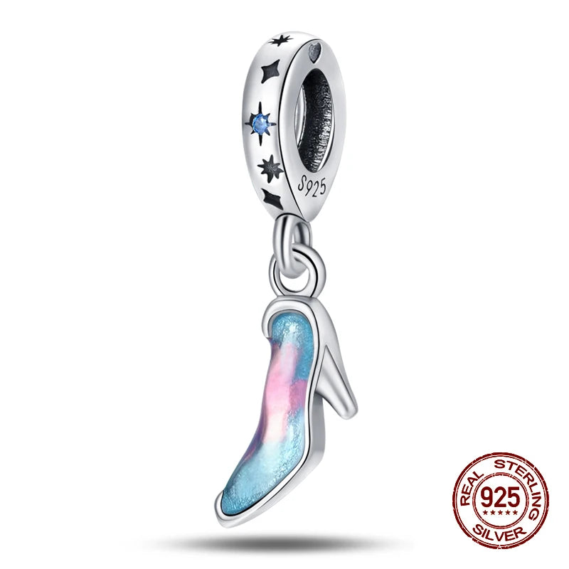 Magical 100% 925 Sterling Silver Glass Flower Butterfly Charms Beads Fit 3mm 925 Original Bracelets DIY Party Jewelry Gifts