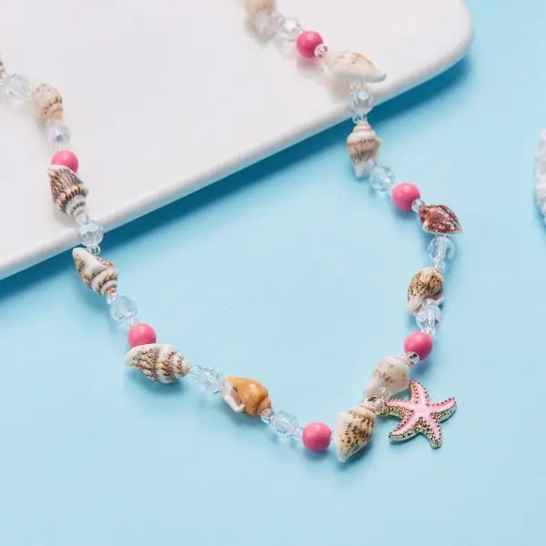 Bohemian Mixed Color Rice Beads Necklace for Women Sea Shell Starfish Conch Pendant Beaded Clavicle Choker Beach Party Jewelry