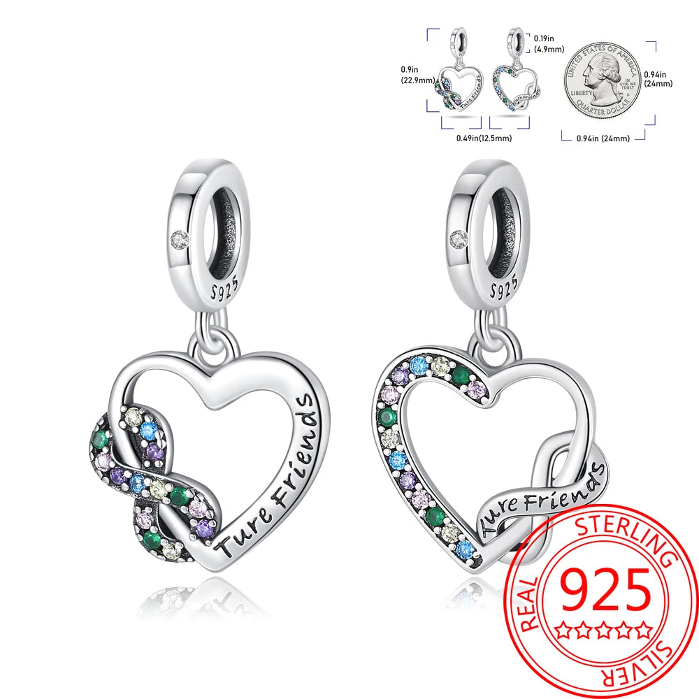 925 Sterling Silver Sparkling Pink Heart Charm Pendant Beads Fit Original Bracelet for Women Valentine Day Jewelry Gifts