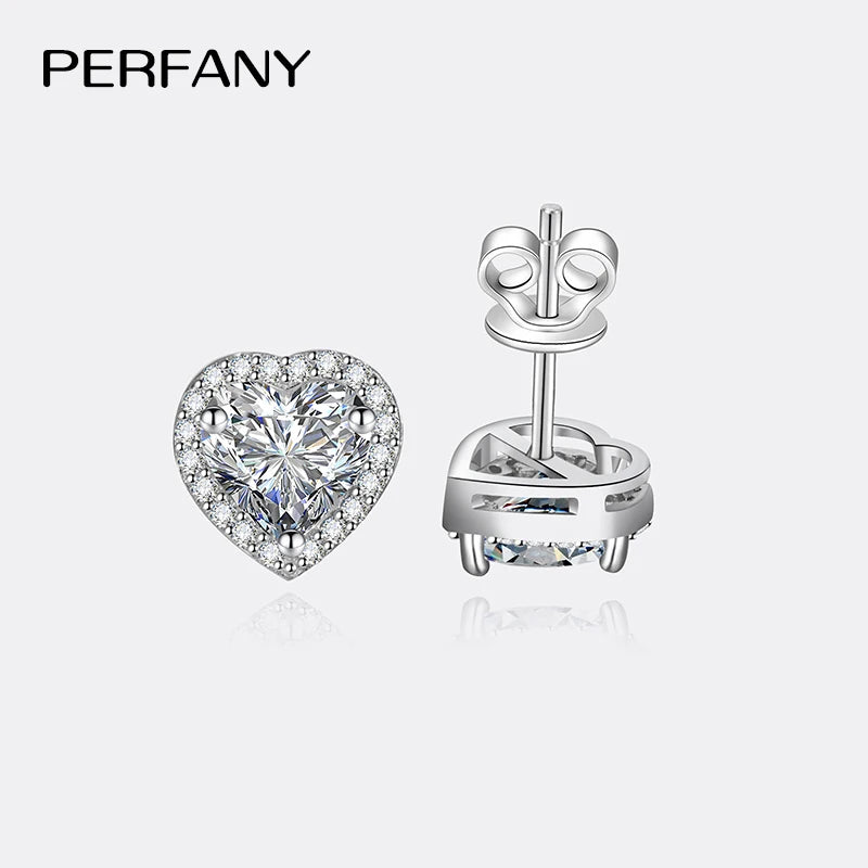 PERFANY 0.5CT-2CT Heart-Shaped Cut Moissanite Earrings For Women S925 Pure Silver Simulated Diamond Earrings Fashion Jewelry - Madeinsea©