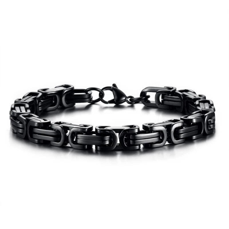 Vnox Stylish Byzantine Chain Bracelet for Men Women Boys, Waterproof Stainless Steel Link Wristband, 4/5/6/6.5/8mm Wide - Madeinsea©