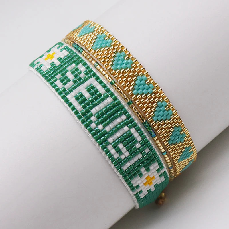 Miyuki beads hand woven Bohemia jewelry atmosphere luxury shiny seed beads adjustable bracelet elegant women's party Gifts