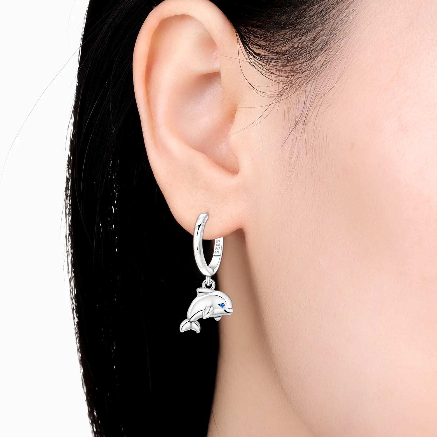 PANPOKI 925 Sterling Silver Dolphin Marine Animal Drop Earrings Women Earrings Charm Fashion Versatile Party Jewelry Gifts